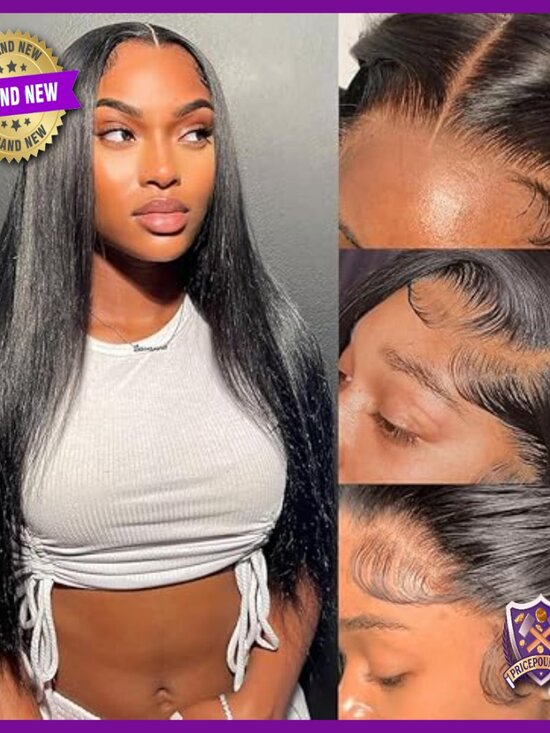 22 Inch Bone Straight Human Hair Wig HD Lace Front Pre Plucked 180% Density main image 7